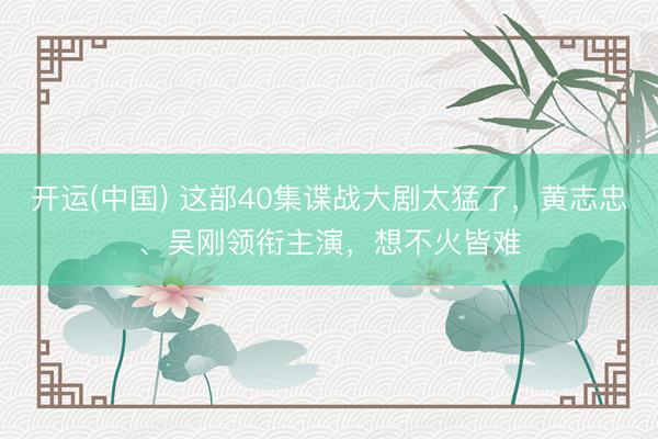 开运(中国) 这部40集谍战大剧太猛了,黄志忠、吴刚领衔主演,想不火皆难