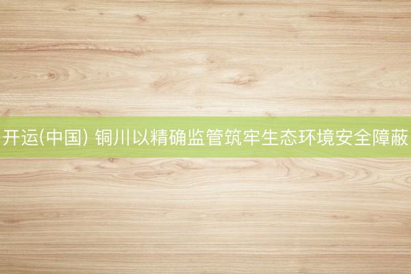开运(中国) 铜川以精确监管筑牢生态环境安全障蔽