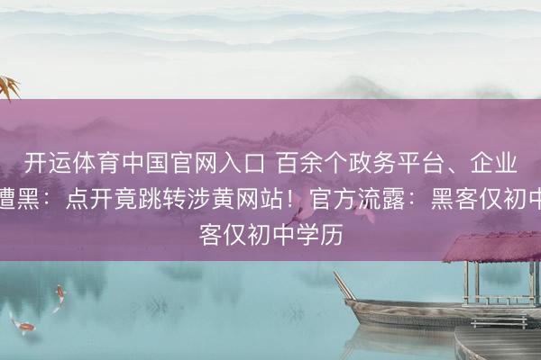 开运体育中国官网入口 百余个政务平台、企业官网遭黑：点开竟跳转涉黄网站！官方流露：黑客仅初中学历