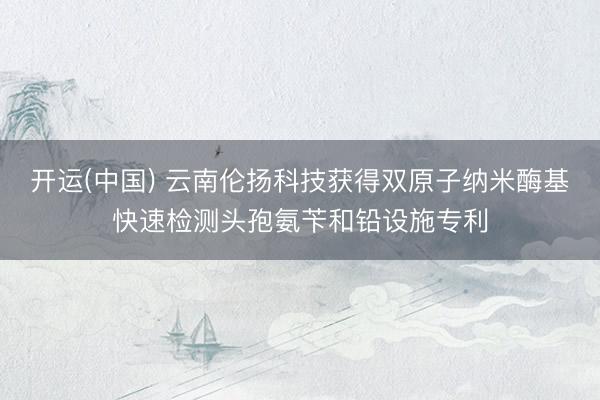 开运(中国) 云南伦扬科技获得双原子纳米酶基快速检测头孢氨苄和铅设施专利
