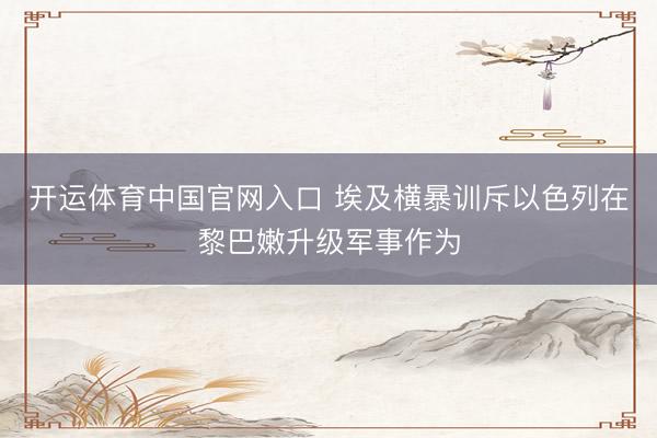 开运体育中国官网入口 埃及横暴训斥以色列在黎巴嫩升级军事作为