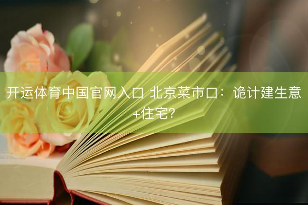 开运体育中国官网入口 北京菜市口：诡计建生意+住宅？