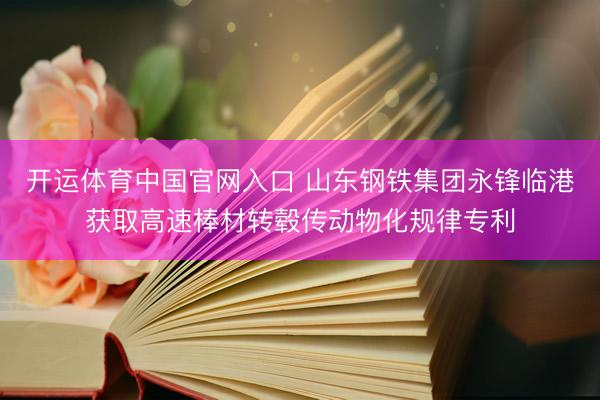 开运体育中国官网入口 山东钢铁集团永锋临港获取高速棒材转毂传动物化规律专利