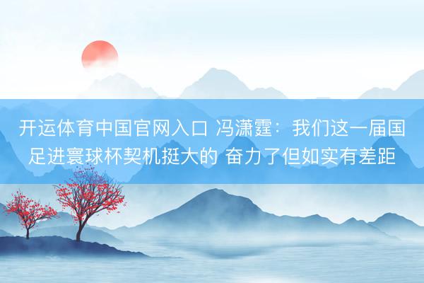 开运体育中国官网入口 冯潇霆:我们这一届国足进寰球杯契机挺大的 奋力了但如实有差距
